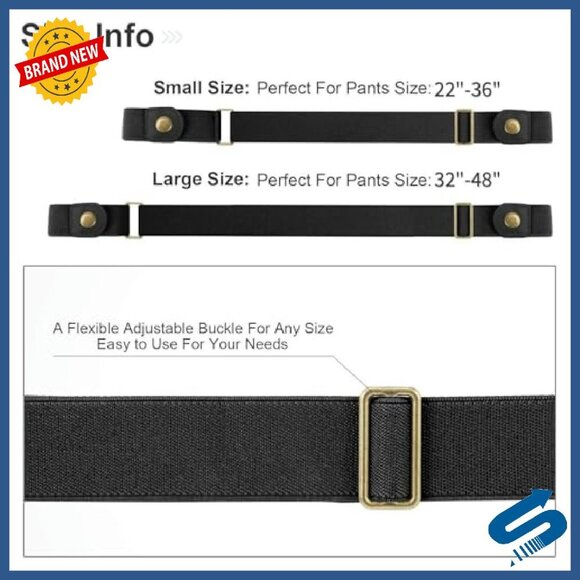 Adjustable Elastic No-Buckle Belt for Jeans Pants, Leather & Elastic Material main image 7